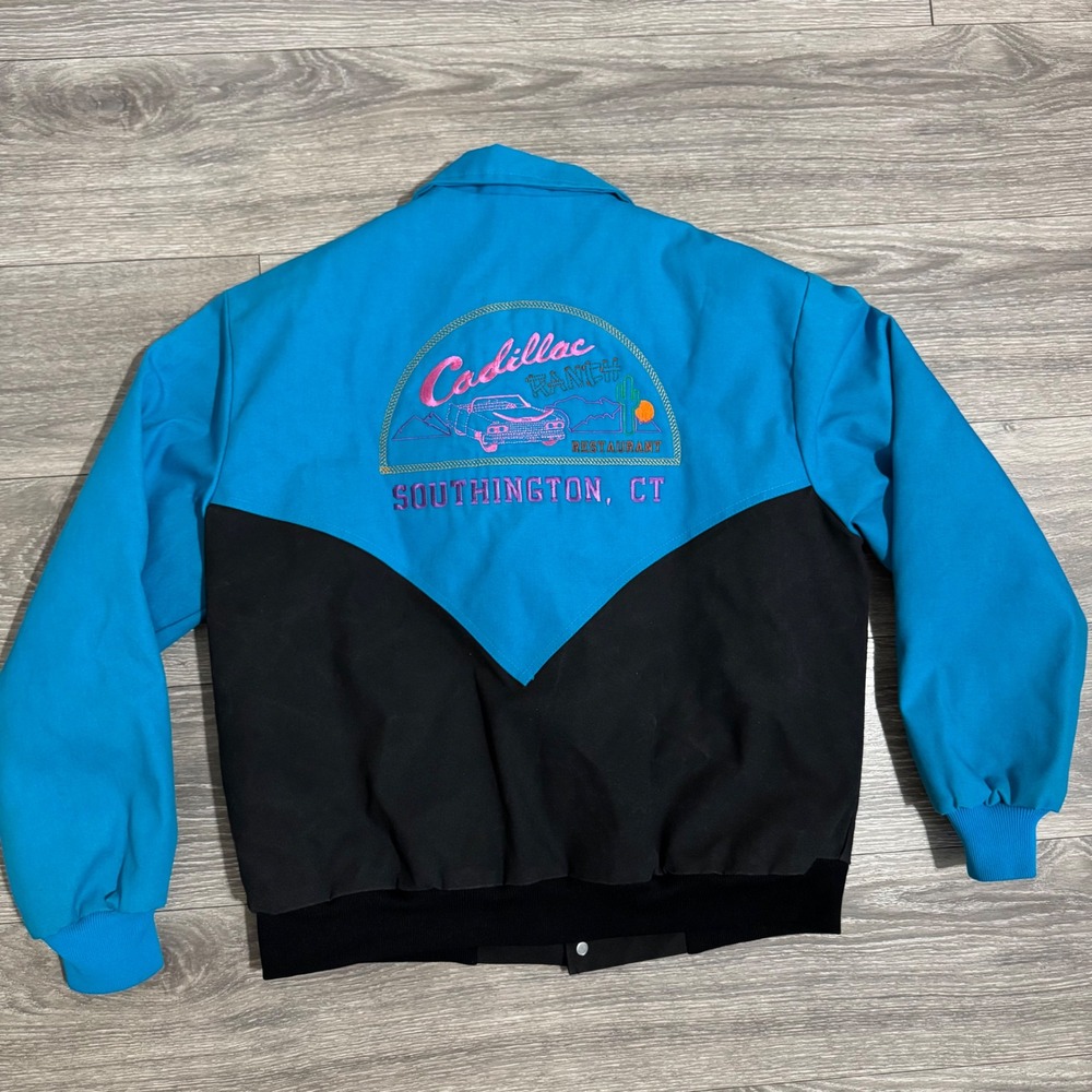 Vintage WestArk Cadillac Ranch Southington‎ CT Western Bomber Jacket Blue Large